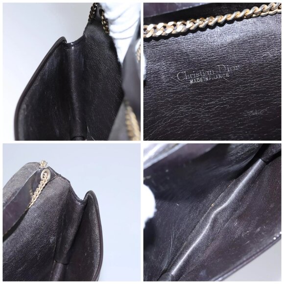 Christian Dior Trotter Canvas Chain Shoulder Bag Brown Gold Auth BD118 - Picture 15 of 16